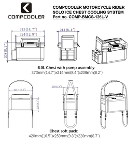 COMPCOOLER Motorcycle Rider Solo System with Seat Cooling Pad 12V Flow Control Mode