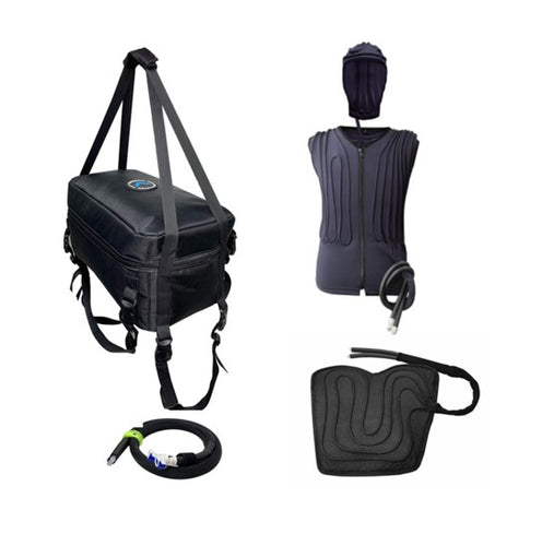 COMPCOOLER Motorcycle Rider Solo Unit with Detachable Hoodie Cooling T-shirt and  Seat Cooling Pad 12V Flow Control Mode