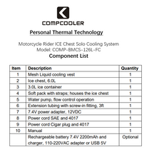 Load image into Gallery viewer, COMPCOOLER Motorcycle Rider Solo ICE Chest Unit with Detachable Hoodie Cooling T-shirt 12V FC Mode