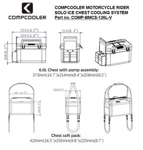 COMPCOOLER Motorcycle Rider Solo ICE Chest Unit with Detachable Hoodie Cooling T-shirt 12V FC Mode