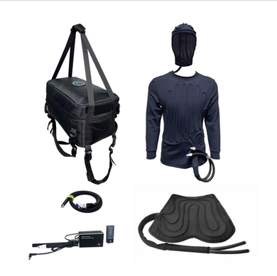 COMPCOOLER Motorcycle Rider Solo Unit with Detachable Hoodie Cooling T-shirt and  Seat Cooling Pad 12V Flow Control Mode