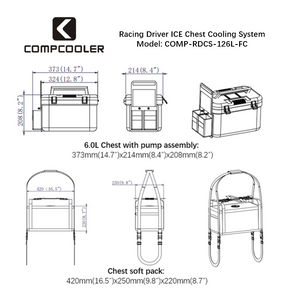COMPCOOLER Racing Driver Solo ICE Chest Cooling System 12V DC with Fire Resistant T-shirt