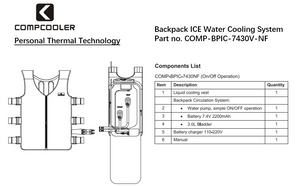 COMPCOOLER Backpack ICE Water Cooling System 3.0 L bladder ON/OFF Mode