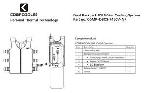 COMPCOOLER Dual Backpack ICE Water Cooling System 5.0 L Bladder ON/OFF Mode