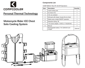 COMPCOOLER Motorcycle Rider Solo ICE Chest Cooling System 6.0L Chest 12V ON/OFF Mode